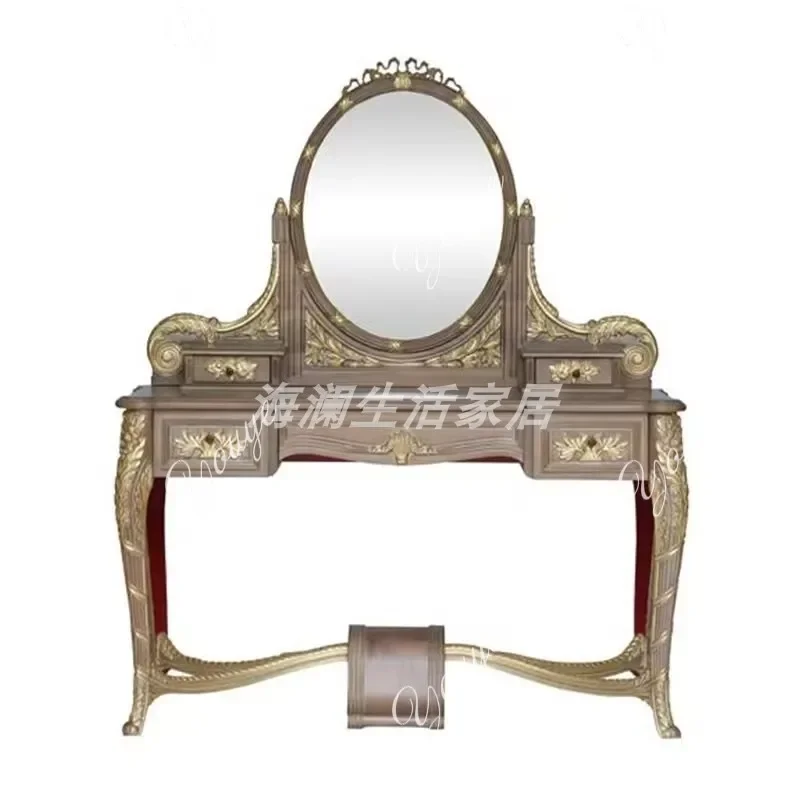 Q الفرنسية الصلبة الخشب بيونيك النقش مضمد صيني جديد المستوردة الزان الراقية رسمت طاولة ماكياج الرجعية