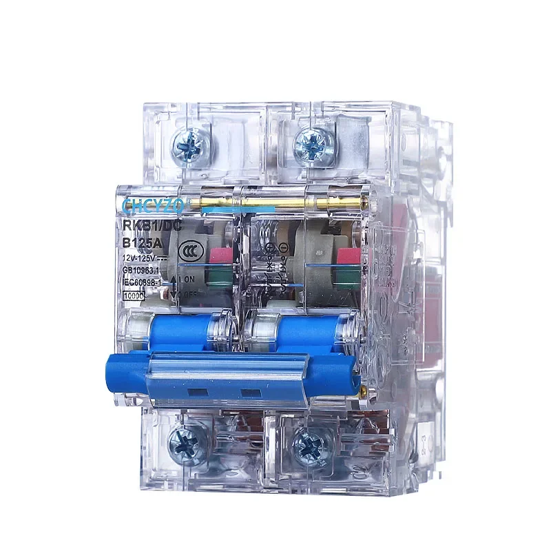 DC Circuit Breaker 80A100A125A Transparent 125V Protector 2P for Electric Car Battery Solar System