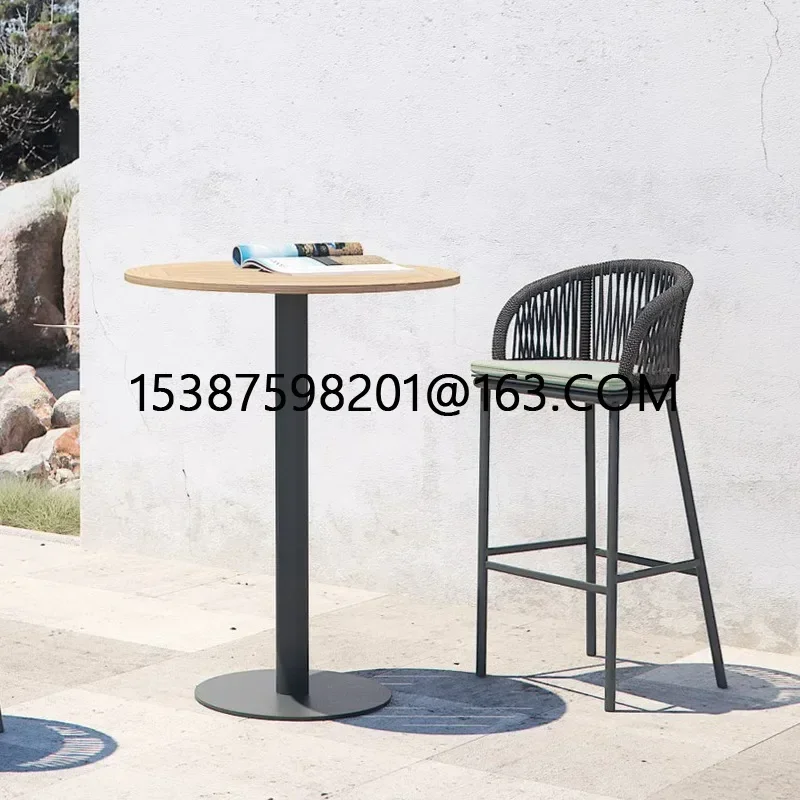 Nordic outdoor bar chairs, rope woven rattan chairs, bar clubs, restaurants, outdoor high stools, bar counters, outdoor hotel