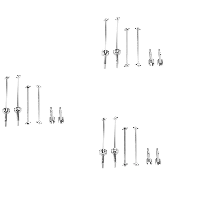 YSUN-12Pcs โลหะด้านหน้าและด้านหลัง CVD Drive SHAFT สําหรับ Wltoys 144001 124018 124019 RC รถอะไหล่อัพเกรดอุปกรณ์เสริม