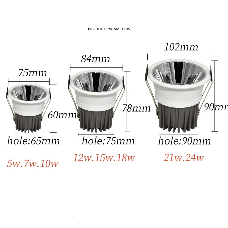 LED Spot Light 5W 7W 12W LED Spotlight Bulb 110V 220V Recessed Downlight Ceiling Lamp Showcase Decorative Lighting Panel Light