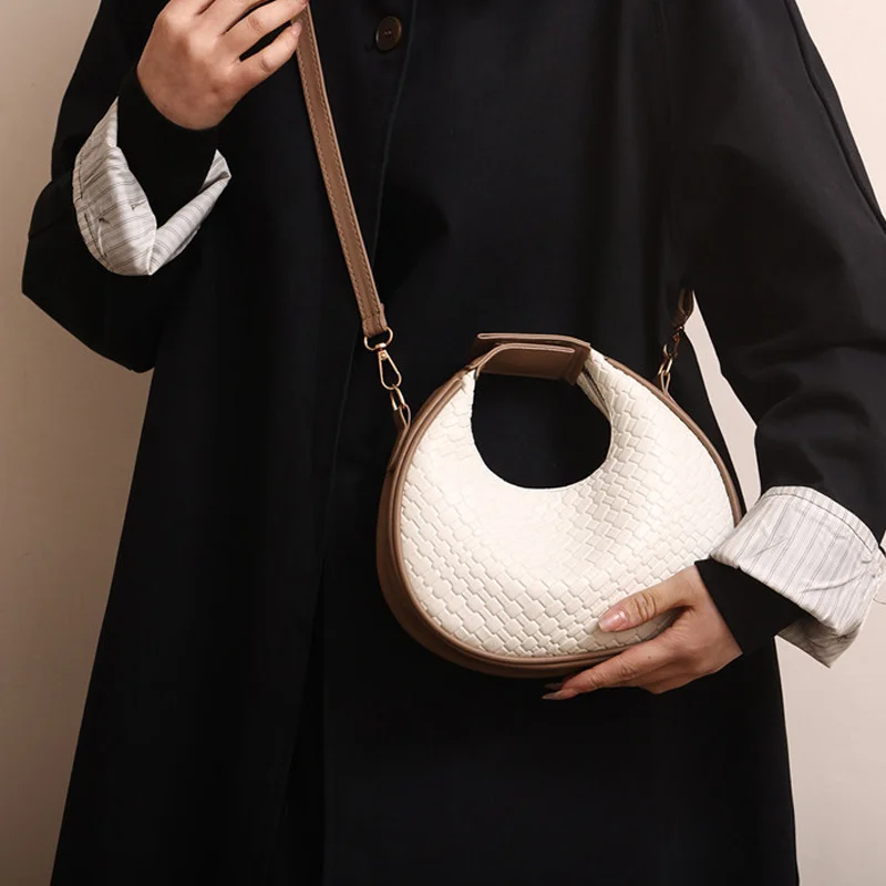 Mode Schwarz Halbmond Tasche Luxus Pu Leder Damen Geldbörsen und Handtaschen Umhängetaschen Frauen Schulter Taschen – Detail 4