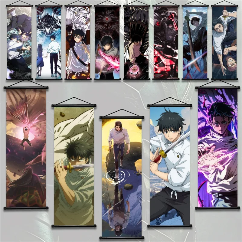 

Настенный свиток «Дзюдзюцу Кайсен» с Фушигуро Мегуми, аниме-постер из ткани для декора спальни, игровой комнаты, подарок