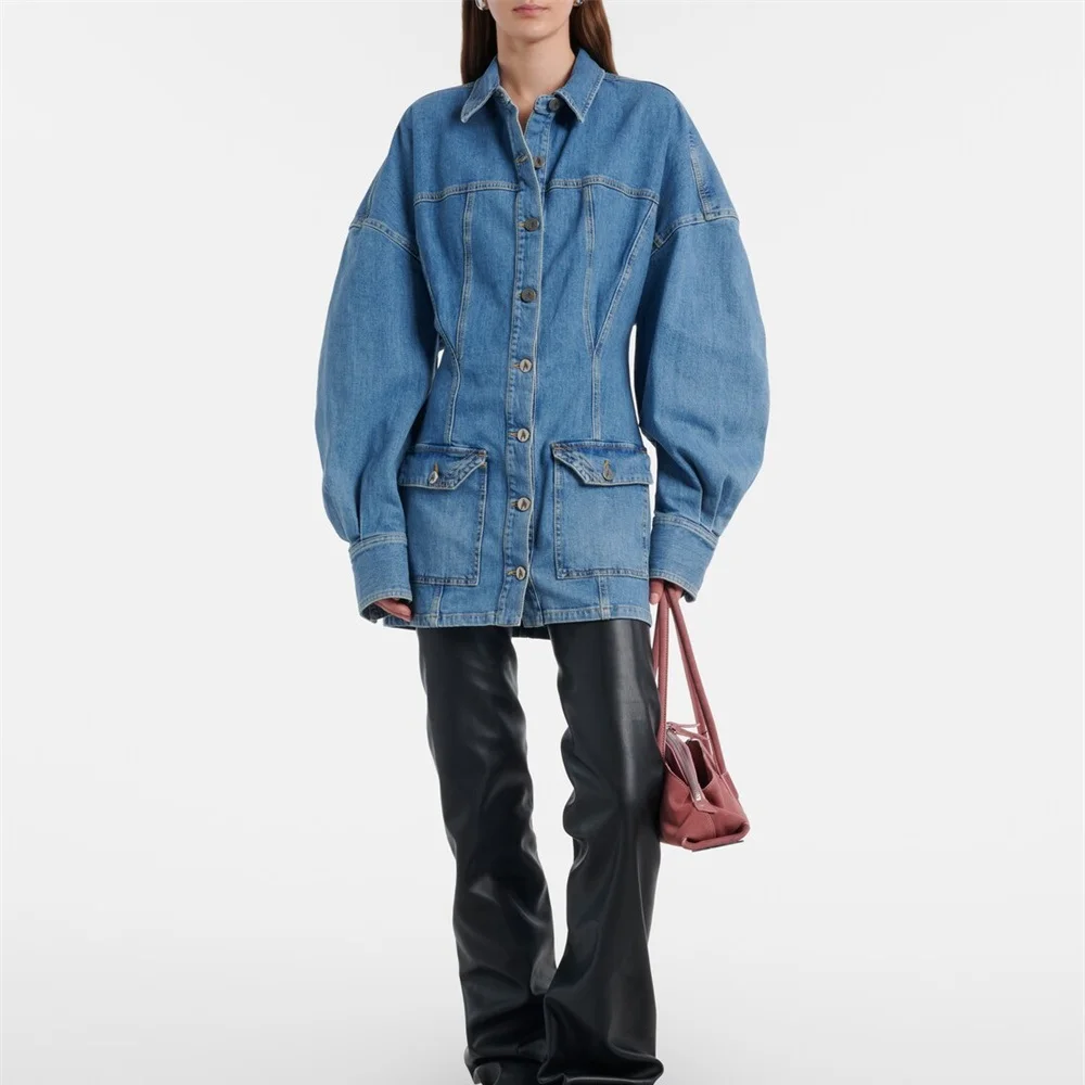 

Джинсовая куртка женская весна 2026, 100% хлопок, металлические пуговицы, приталенный крой, женский топ, платье-рубашка, джинсовая юбка в стиле Y2K, новая модная коллекция