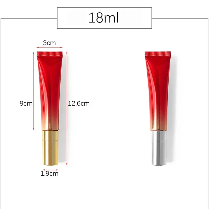 빈 에센셜 마사지 소프트 튜브 립 밤, 화장품 아이 크림 용기, 금속 탑 스퀴즈 보틀, 10ml, 15ml, 20ml