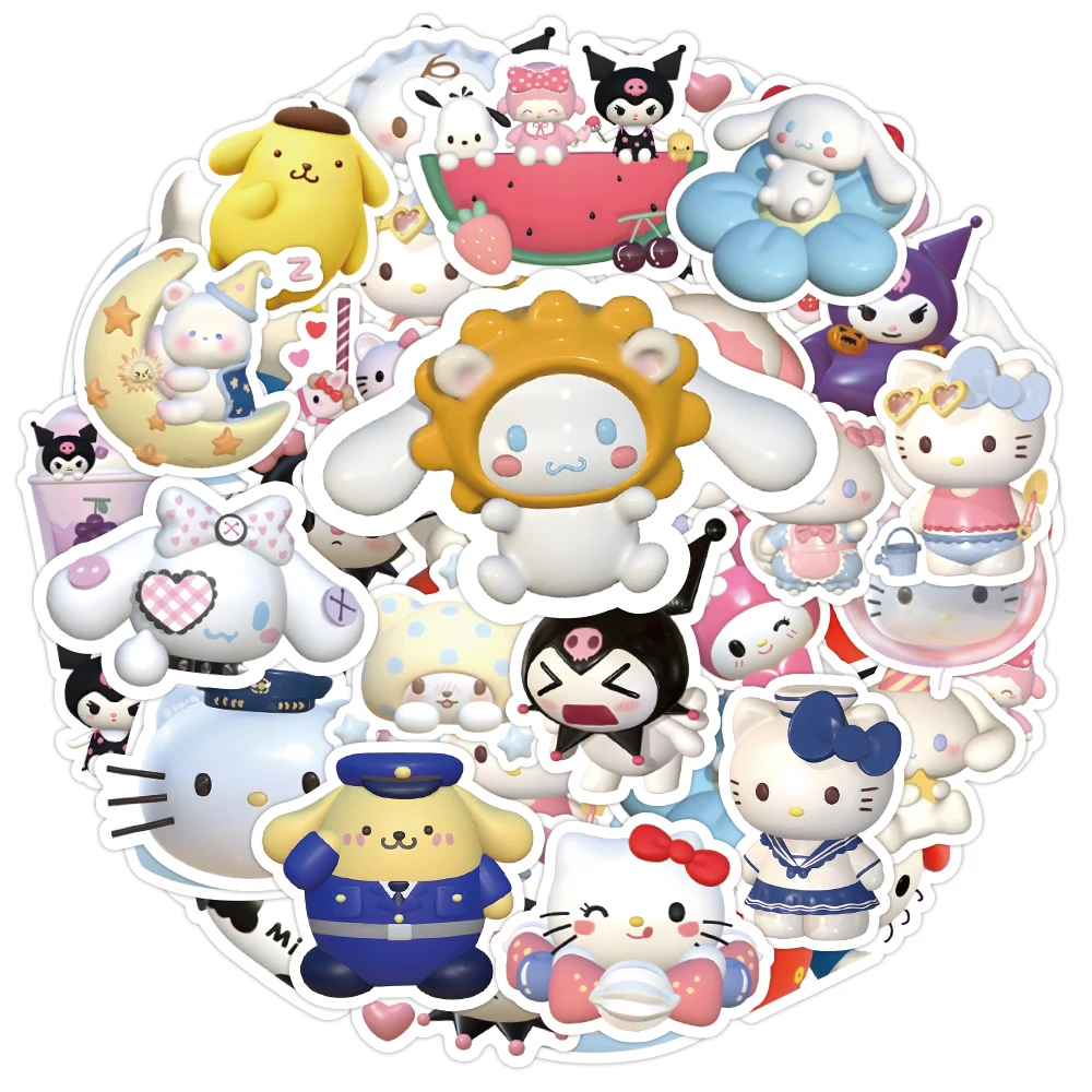 10/30/50/120 Stück Mix 3D Sanrio Anime Aufkleber My Melody Kuromi Cinnamoroll Notizbuch Gepäck Gitarre Laptop DIY Niedliche Cartoon-Sticker – Detail 4