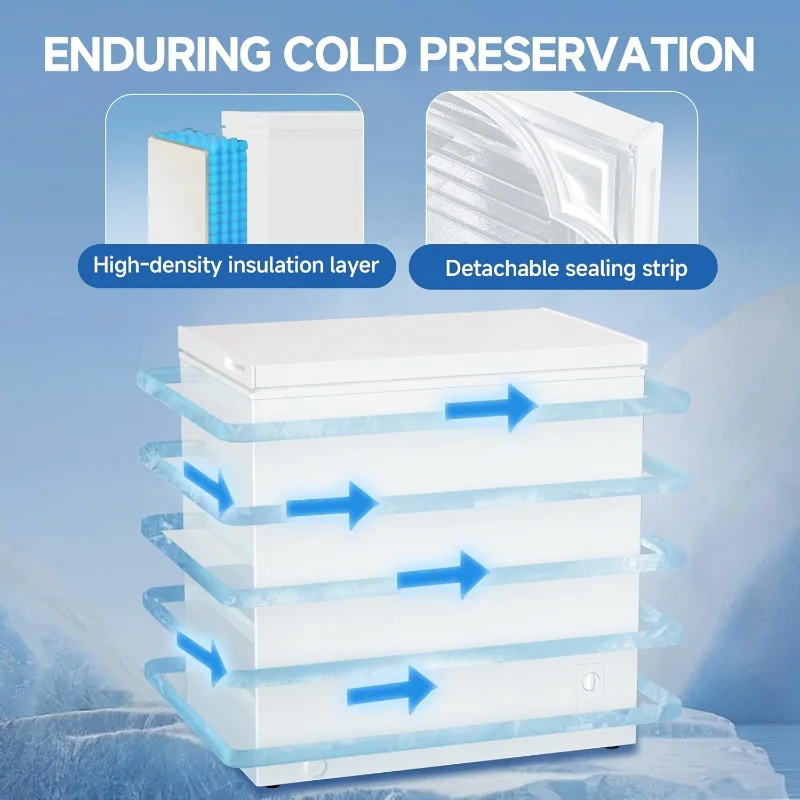 BANGSON 7.1 Cu.Ft Chest Freezer, Deep Freezer with Adjustable Thermostat, Top Open Door Freezer with Removable Basket