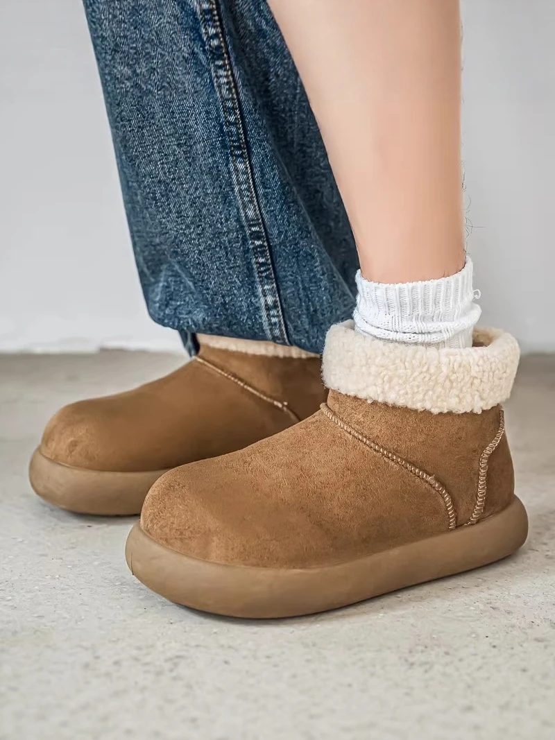 Men's Winter Snow Boots Fur Lined Thick Bottom Warm below 40 Degrees Couples Cold Resistant Northeast Cotton Shoes Fashionabl...