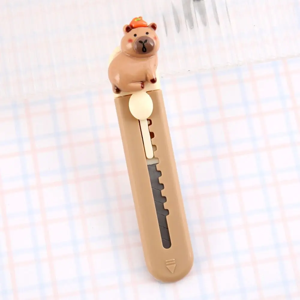 Cute Plastic Capibara Cutter Cartoon School Office Supplies Paper Cutting Tool Mini Retractable Letter Opener