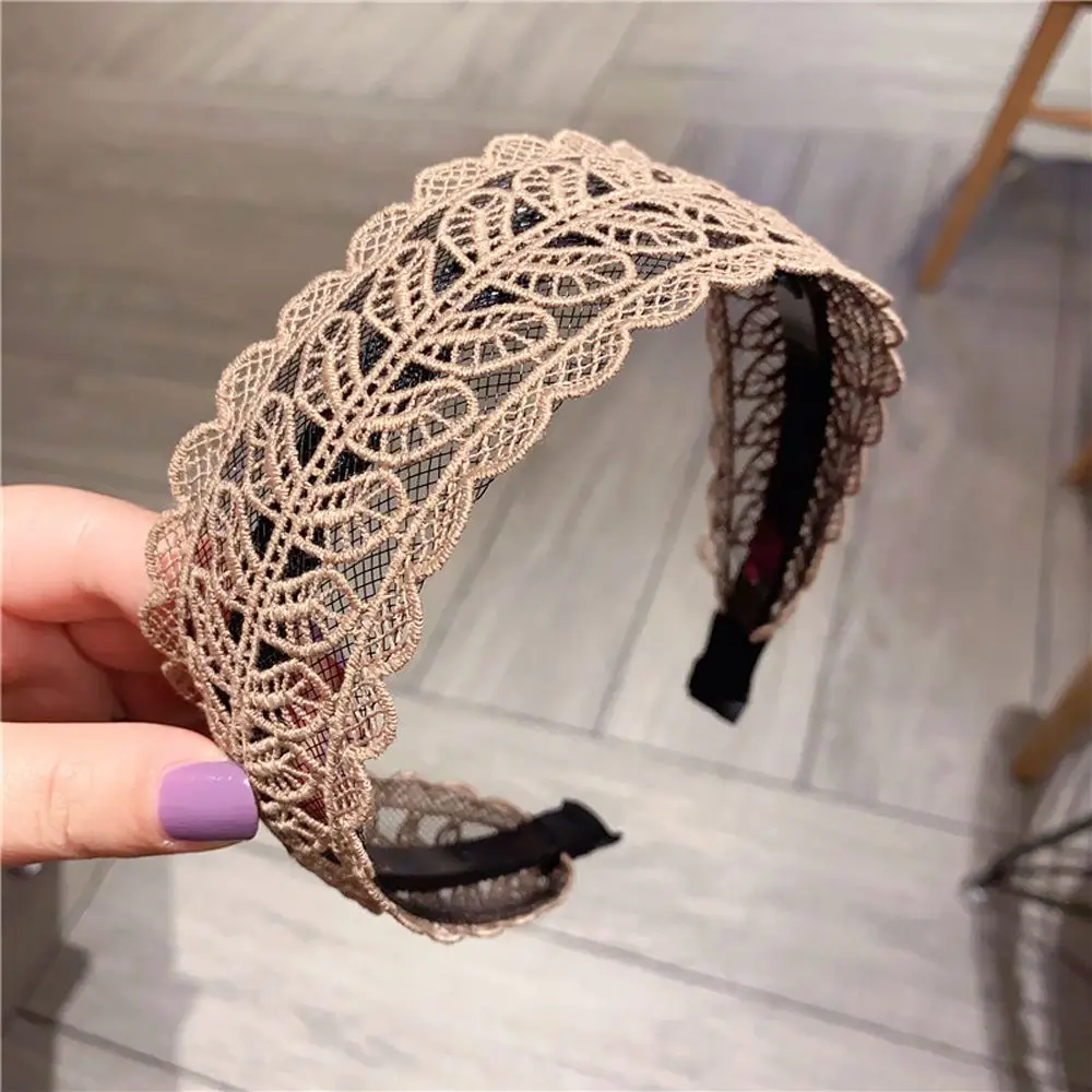 

Design Make up With Toothed Temperament Korean Style Hair Wear Wide Side Hairband Lace Leaves Headband Women Hair Accessories