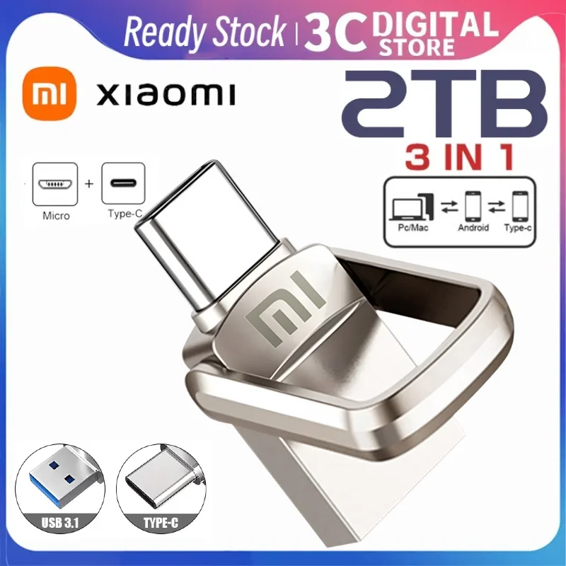 

Xiaomi 2 ТБ USB-накопитель USB3.2 Высокоскоростная передача Водонепроницаемый портативный флэш-накопитель 1 ТБ Портативный флэш-накопитель Memoria USB
