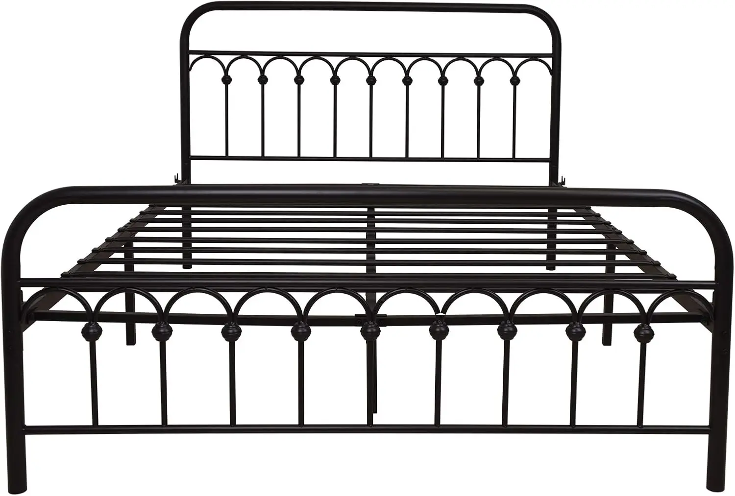 Yalaxon Vintage Sturdy Queen Size Metal Bed Frame Basic With Headboard And Footboard,No Box Spring Needed,Under Bed Storage