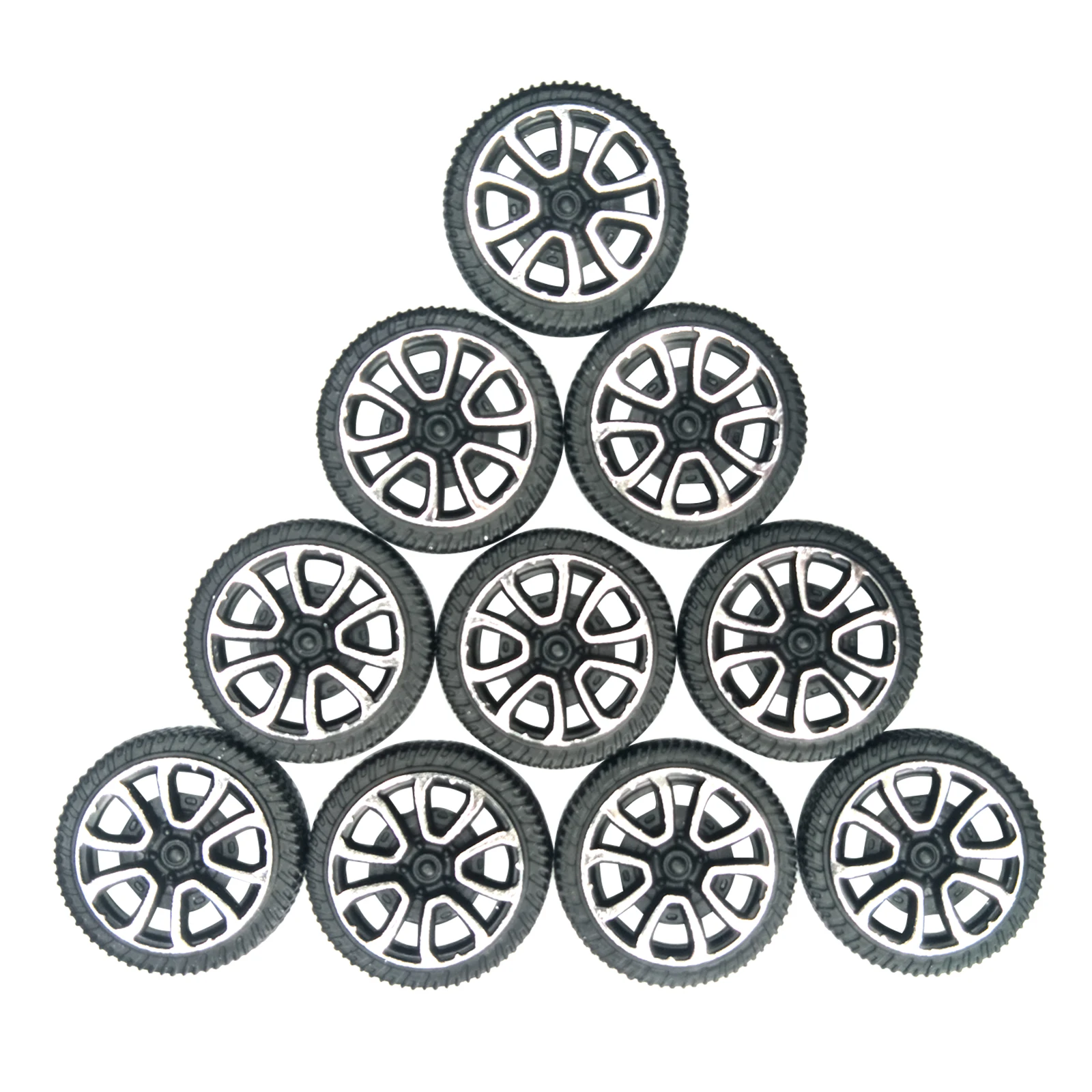 10Pcs Plastic Wheel 2mm Dia Shaft Hole Miniature Tire Tyres, Build Parts Wheels for DIY Model Car Toys, Science Project Robot