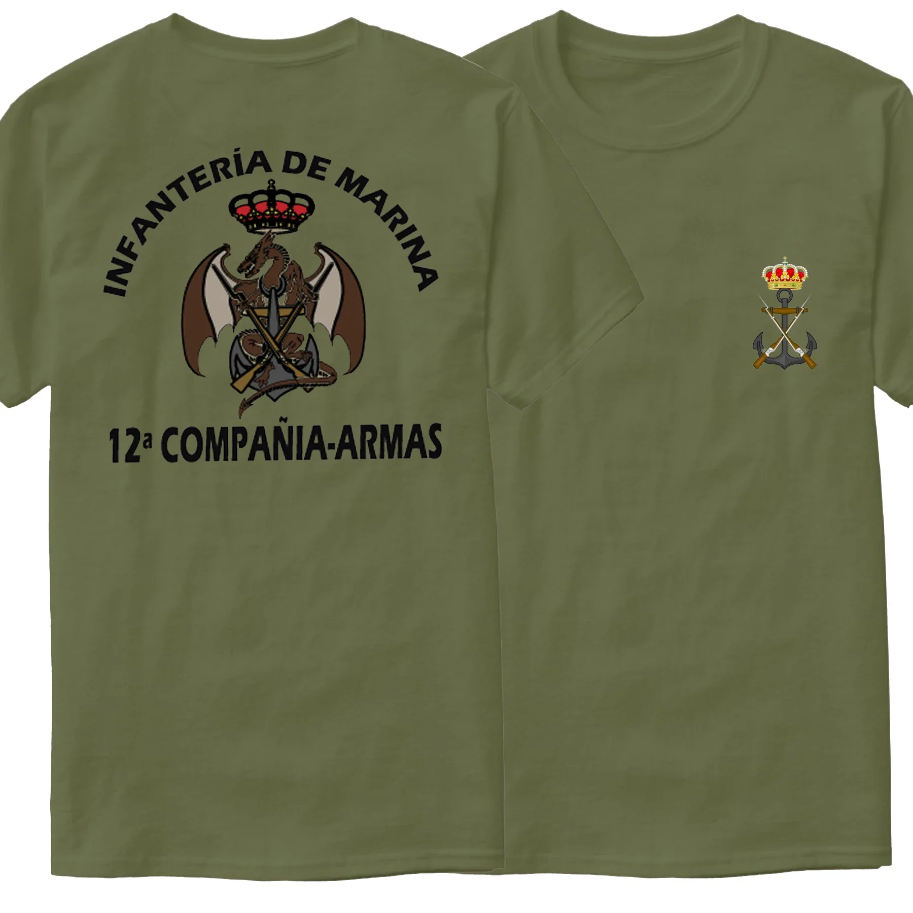 Camiseta Infantería De Marina Española, 12ª Compañía Armas New 100% Cotton Short Sleeve O-Neck T-shirt Casual Mens Top