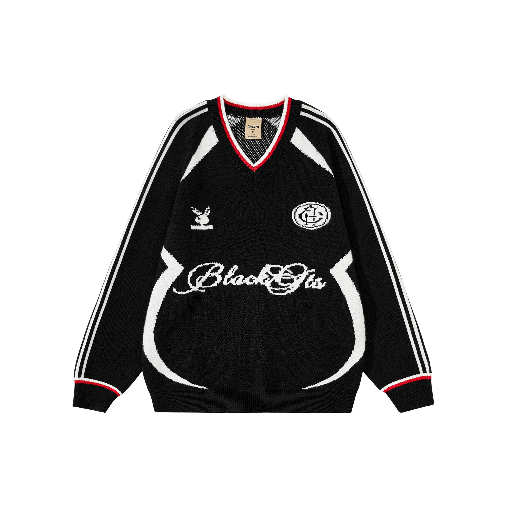 

Свитер-кардиган в американском ретро-стиле GXFortune с V-образным вырезом, в полоску, свободного кроя, для мужчин и женщин