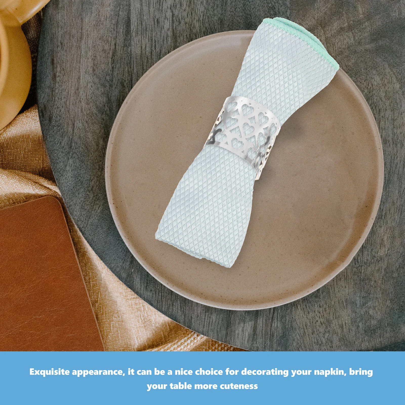 

50Pcs Paper Napkin Rings Compact Decorative Serviette Buckles for Holiday Wedding Party Table Decoration Brass Napkin Rings