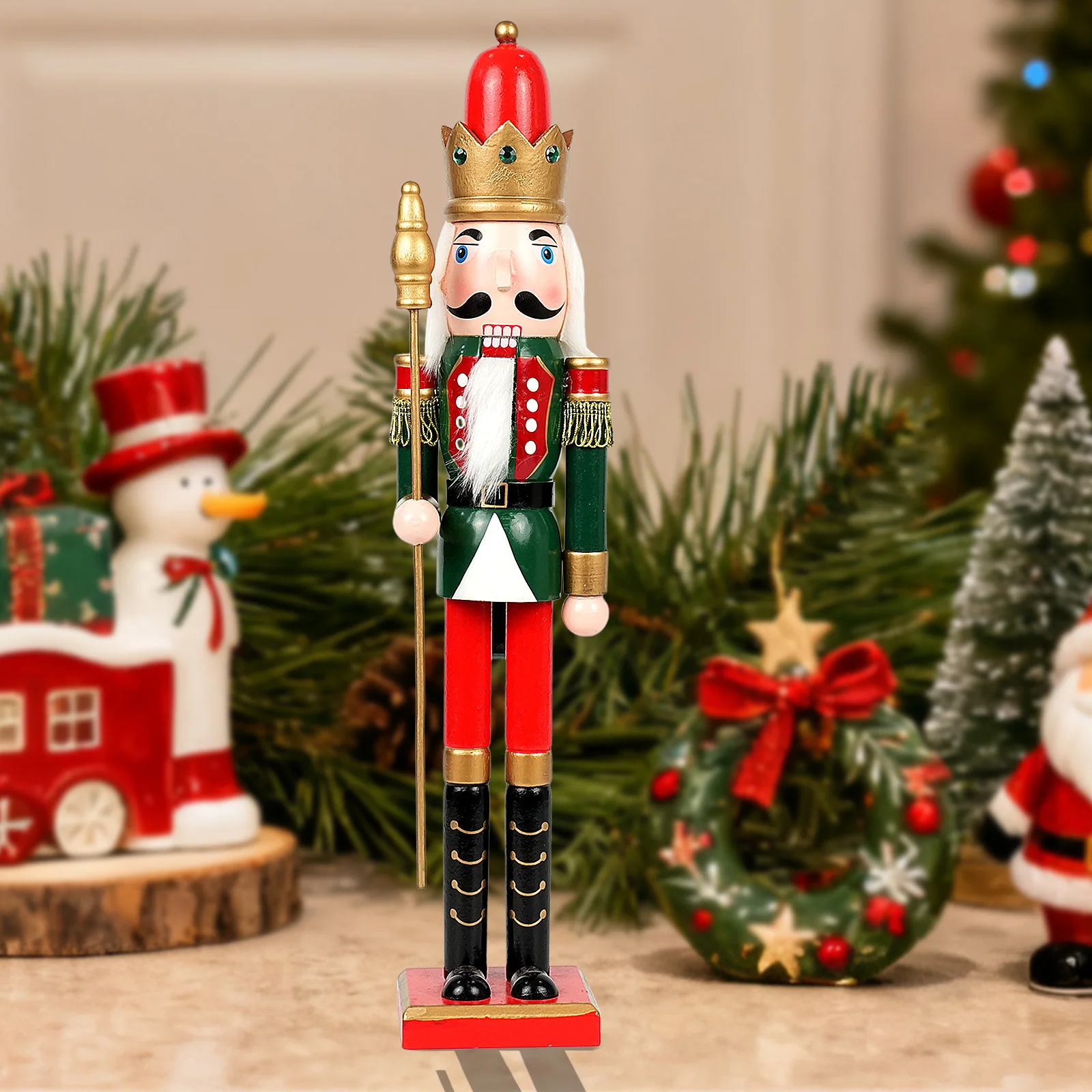 

Wooden Nutcracker Soldier Puppet Christmas Tree Ornament & Desktop Decoration, Creative Cute Gift