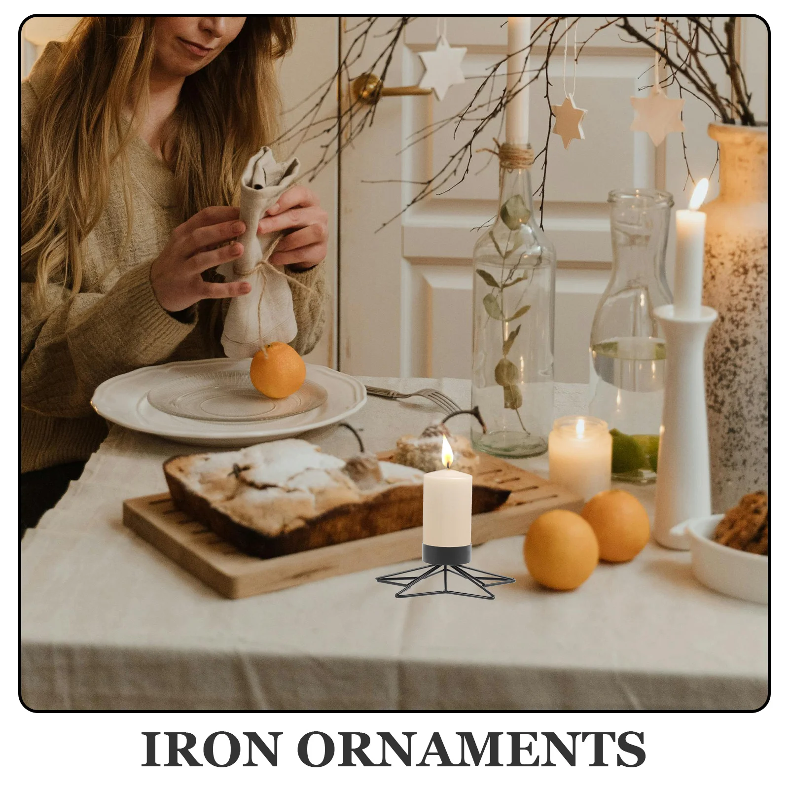 

Iron Holder Star-Shaped Minimalist Metal Candlestick for Home Wedding Desktop Decor Vintage Retro Stand Decorative