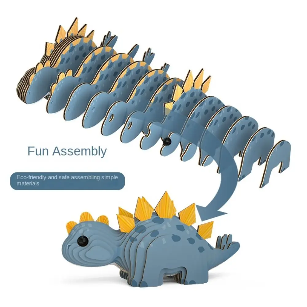Rompecabezas de dinosaurio de cartón 3D, montaje tridimensional, rompecabezas de papel 3D de dinosaurio, modelo Animal Montessori