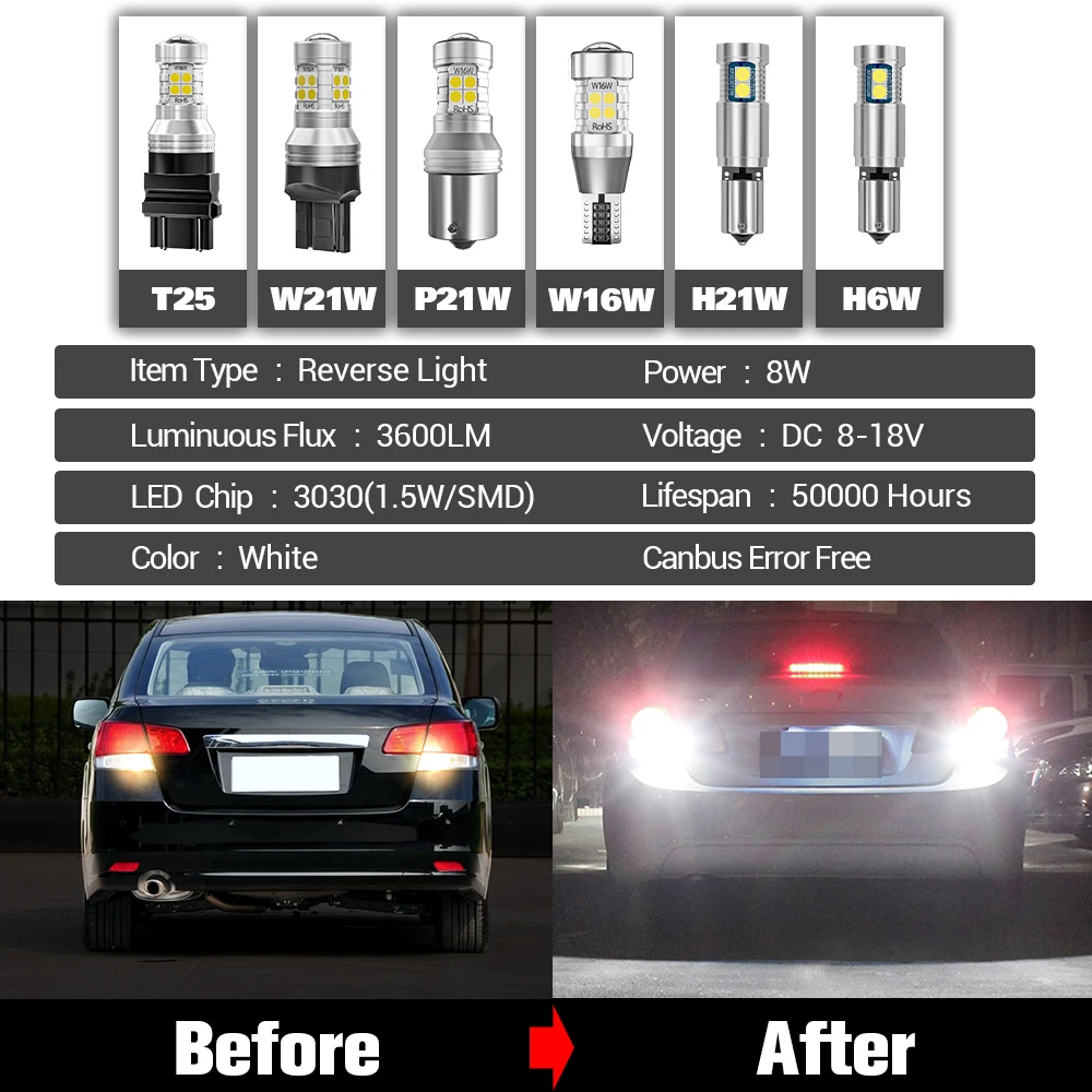 Para Seat Toledo MK2 1M MK3 5P MK4 KG 1999-2012 2pcs LED Luz reversa Acessórios para lâmpada de backup 2005 2006 2007 2008 2009 2010 2011