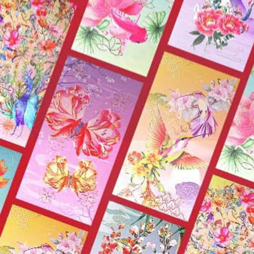 

6 шт./компл. год дракона, красный конверт, китайские новогодние украшения, узор лотоса, удача, денежный мешок, павлин, журавль, Хунбао