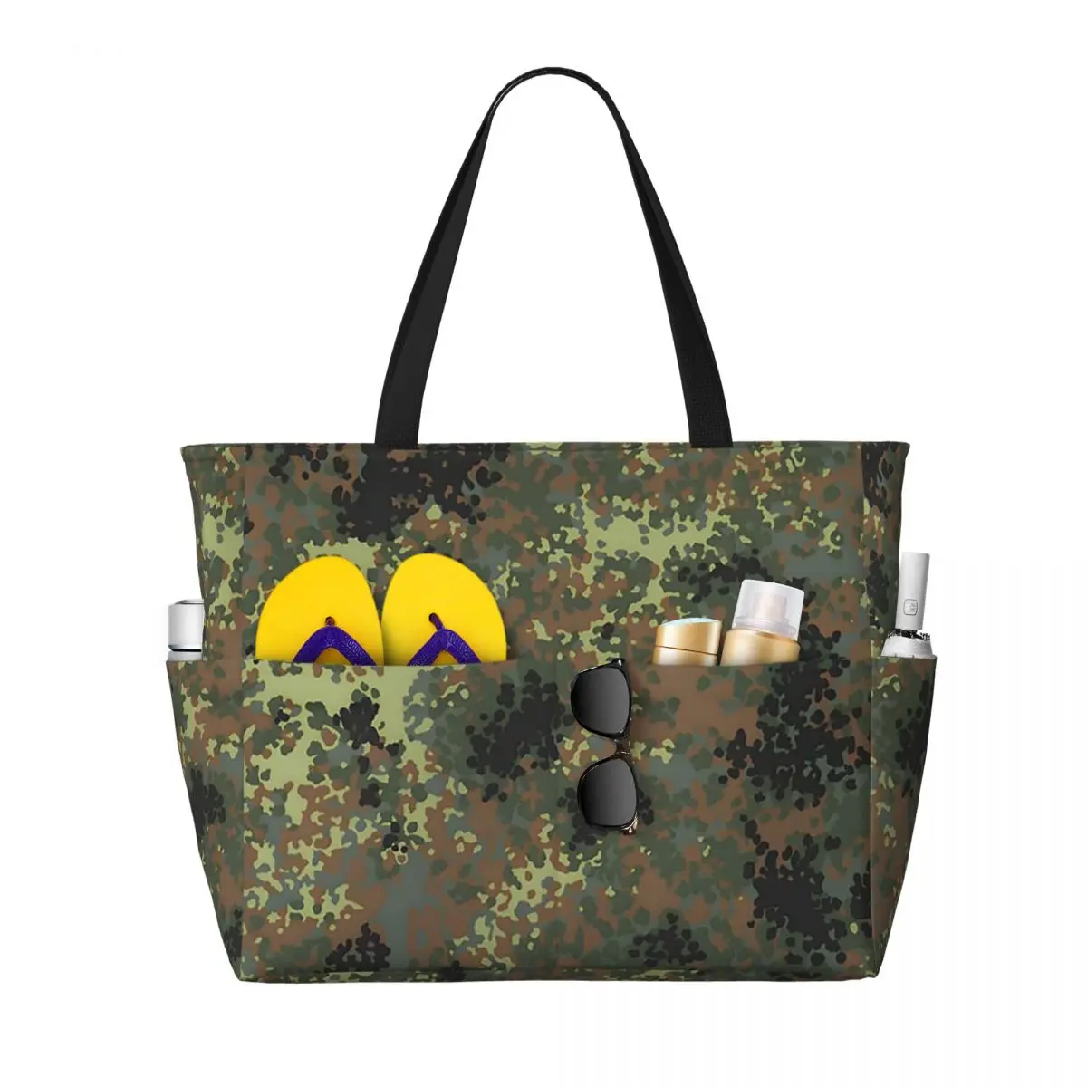 Splintertarn German WW2 Camouflage Army Military Camo Beach Tote Bag Sport Gym Yoga Duffle Large Tote Bag Women Travel Bag