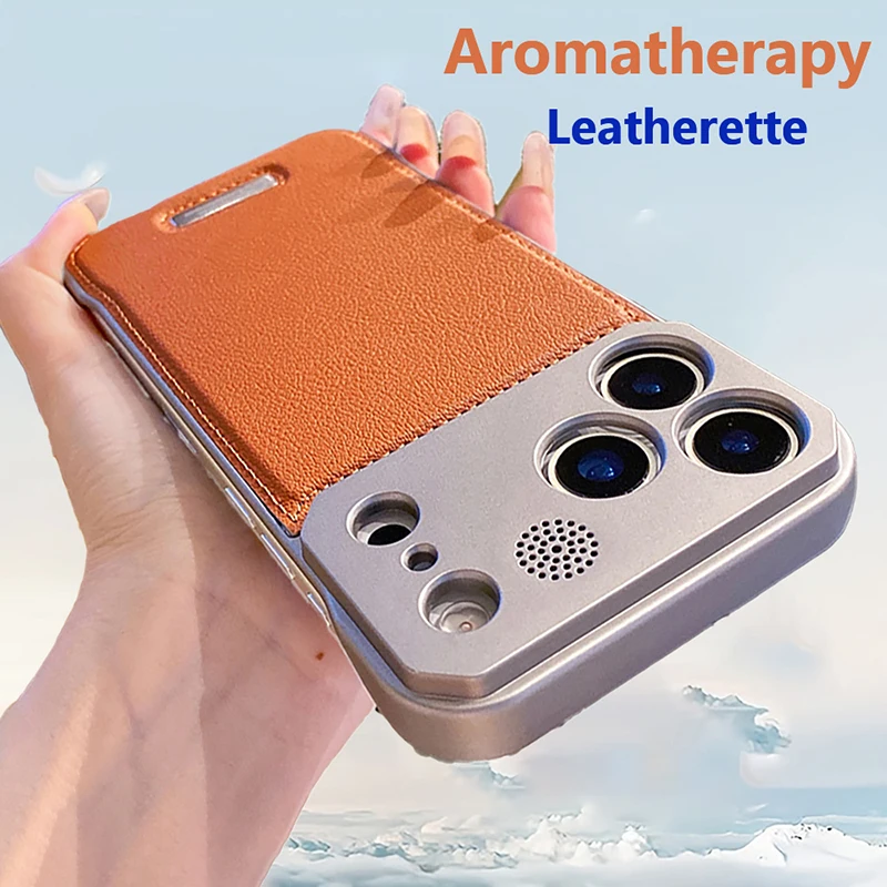 Luxus PU Leder Aromatherapie Magnetische Telefon Fall Für iPhone 17 16 15 14 13 Pro Max Für Magsafe Drahtlose Lade Schützen abdeckung