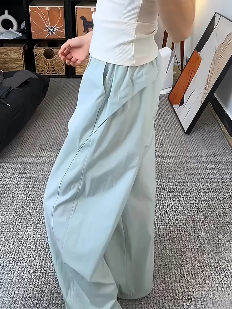 

Легкие прямые брюки Dopne Qui Dry Sumi из ледяного шелка для мужчин и женщин, летние повседневные брюки с дизайном «Бенд Найф»