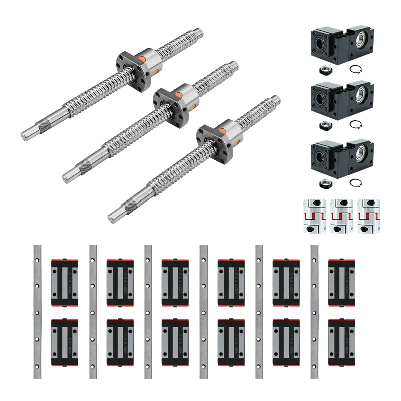 HLTNC high quality 3 sets china linear guide  hgr20+HGH20CA+ ball screw SFU1605-350 800 1120mm + BK/BF12+shaft couplers