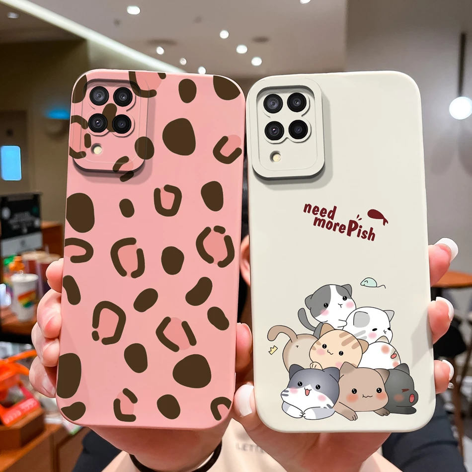 For Samsung Galaxy A12 M12 F12 Phone Case Cartoon Liquid Silicone Full Protection Anti Drop Cover For Samsung A 12 M 12 Bumper