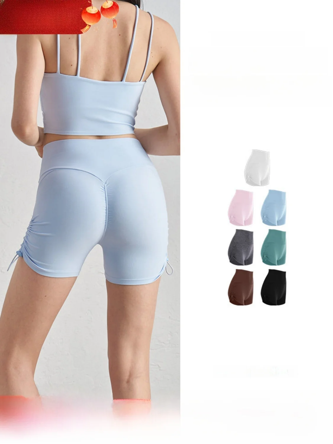 

High Waist Sports Yoga orts Women's Training Running Fitn Hot Pants Tee-Quarter Length Dstring Butt Lifting Thin Model
