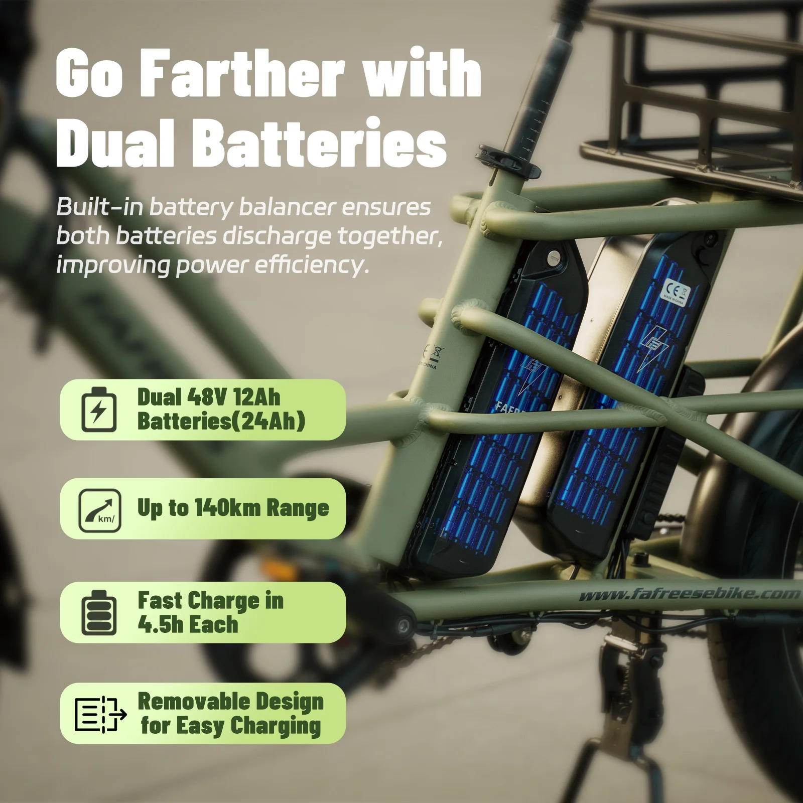 Fafrees FF20 CUV Bicicleta eléctrica 250W con batería extraíble - imagen 4