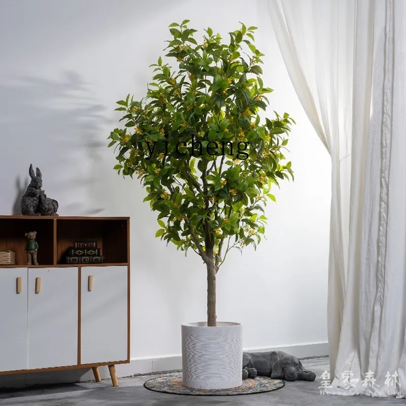 

LX artificial osmanthus tree plant large fake tree hotel shopping mall window potted plant