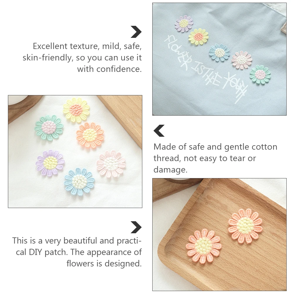 

20 Pcs Embroidered Flower Cloth Sticker Repair Applique Cotton Thread Small Embroidery Patches Clothing