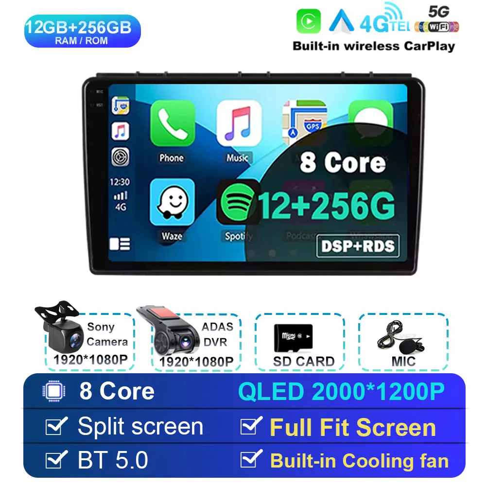 9 inch autoradio Android 15 draadloze Carplay voor Saab 3 2007-2011 multimediaspeler video stereo GPS navigatiescherm 4G WIFI
