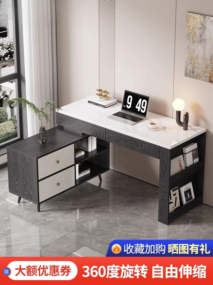 Slate L-shaped corner computer table, desk, chest, integrated small apartment, bedroom, office, study home, rotating double