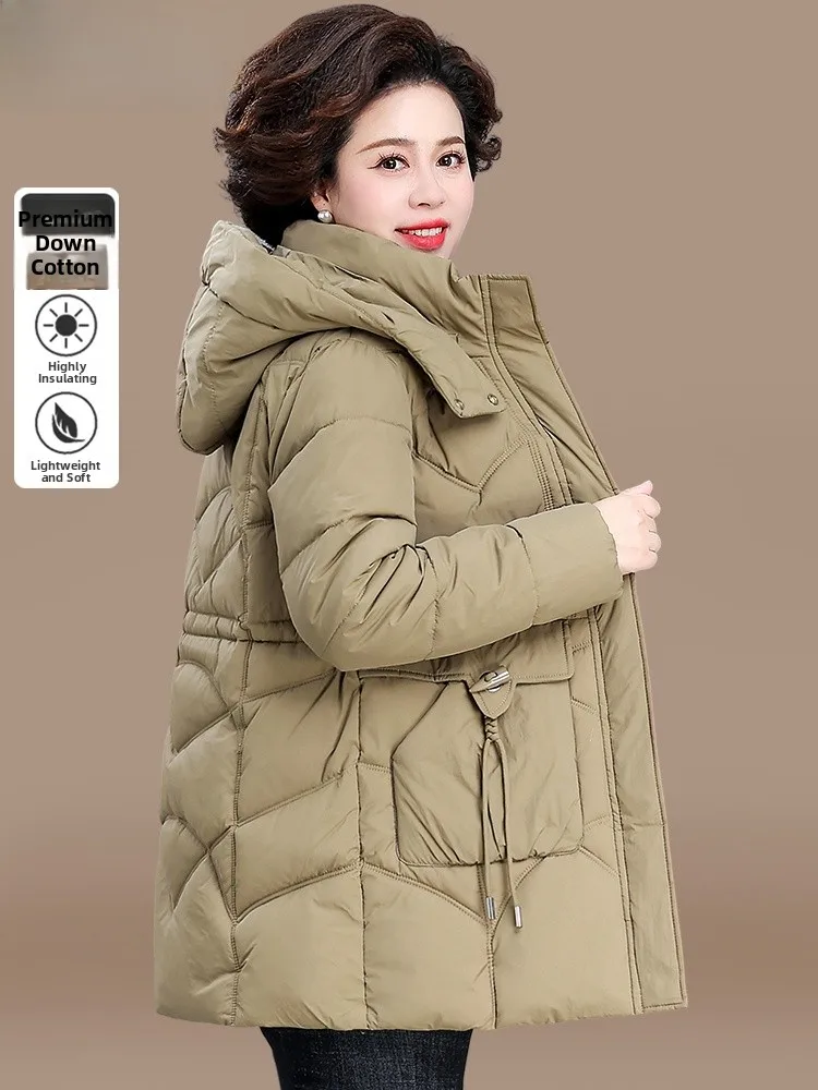 

Утепленное зимнее пальто средней длины для женщин больших размеров, модное, на хлопковом наполнителе, новинка осень-зима 2024