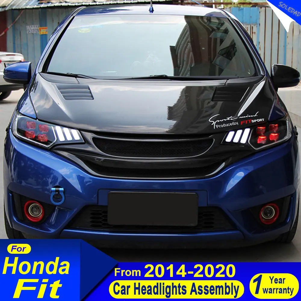 

Car Styling For Honda Fit Jazz Headlights 2014-2020 wing Styling LED Daytime Lights Dual Projector DRL Car Accesorios Modified