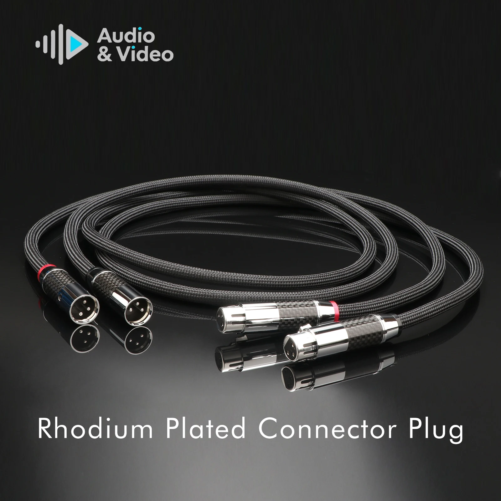Hifi XLR-Kabel 6N OCC Silberbeschichtetes XLR-Buchsenkabel, Schwarzes Nylon-Geflecht mit Carbonfaser-Stecker, Audiophiles Symmetrisches Kabel – Detail 2