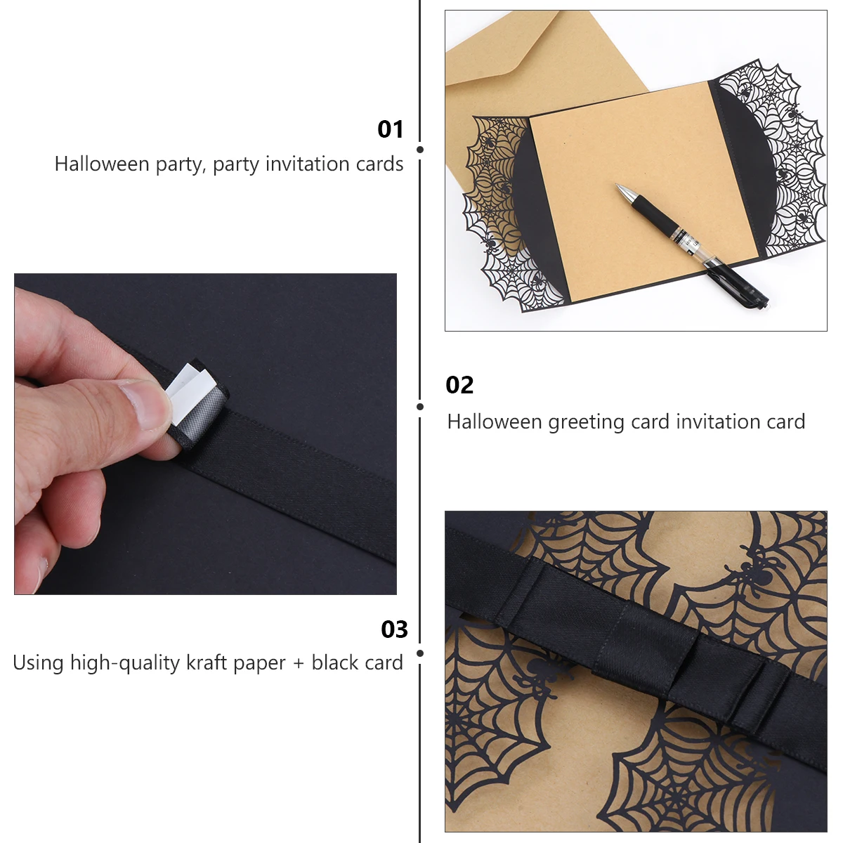 

10 Pcs Cobweb Spider Greeting Card Black Gothic Party Invitations The Halloween Favors Note