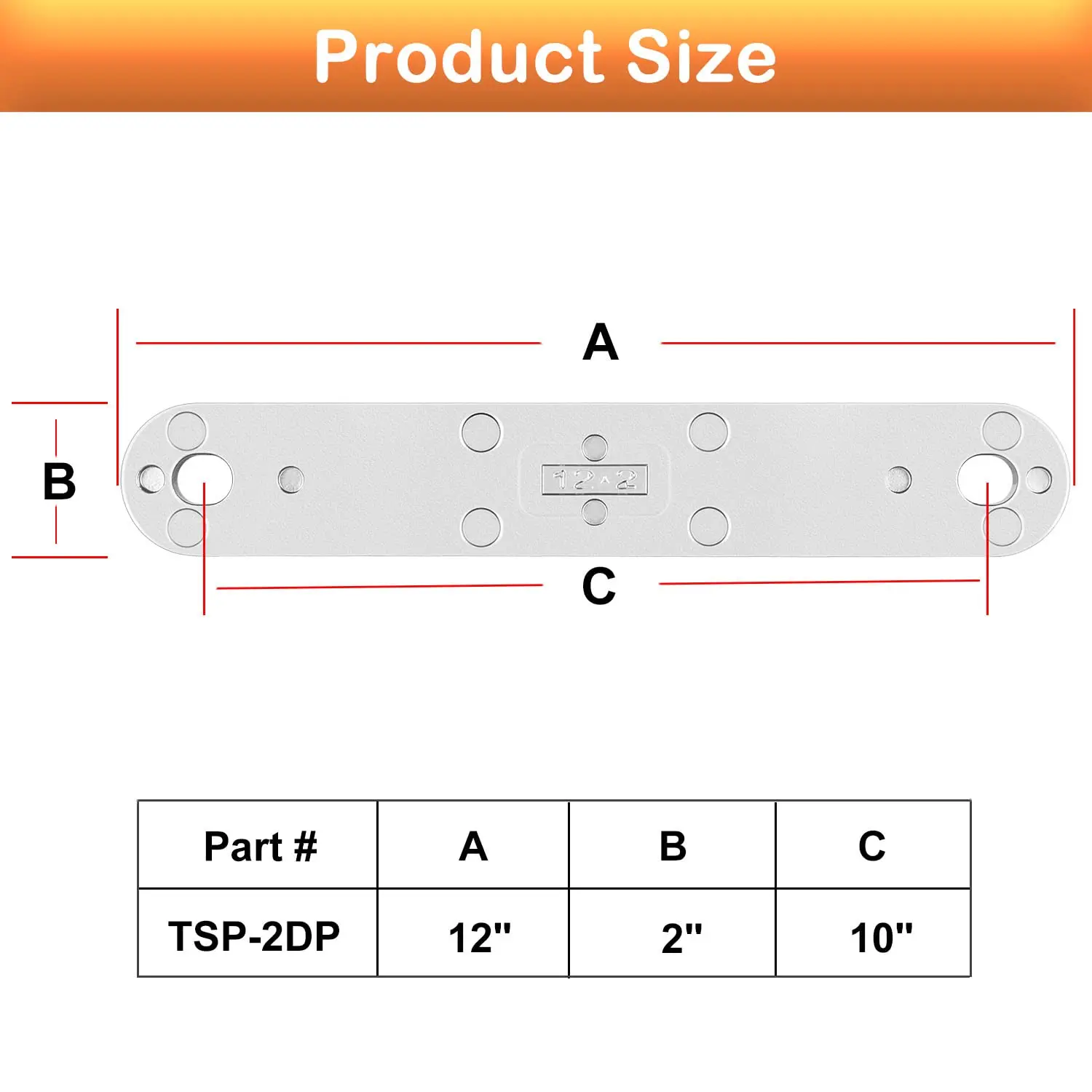 TSP-2DP Marine Transom Support Plate Fits Lower Bolt Holes, 12