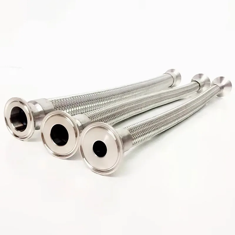 304 stainless steel quick-install hose sanitary chuck metal bellows food-grade clamp braided connecting pipe