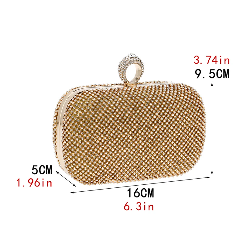 Fashion Women Bags With Finger Ring Diamonds Evening Bags Small Lady Party Wedding Day Clutch Handbags