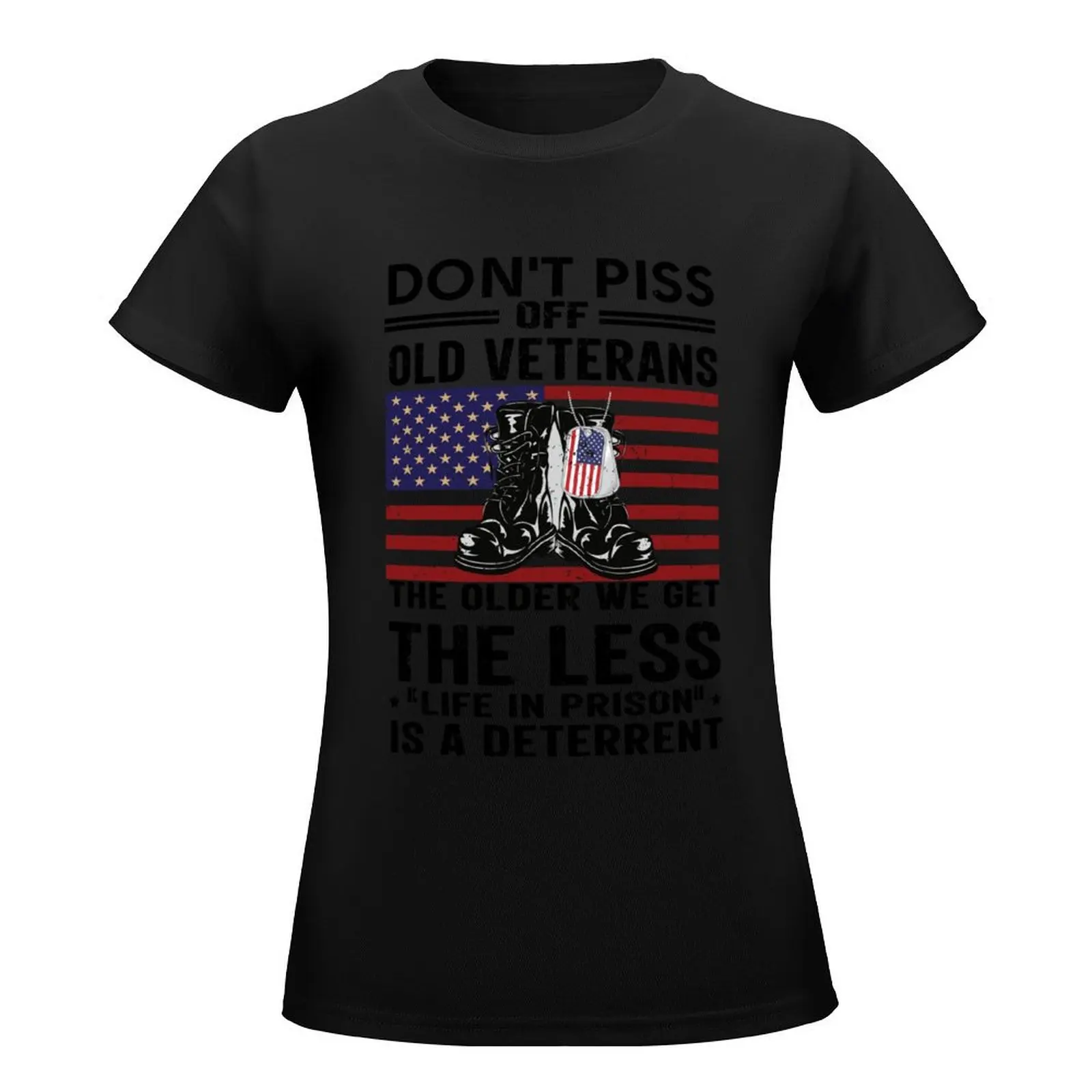 Retro Us Flag Combat Boots Don’t Piss Off Old Veteran Day T-Shirt sports fans cute tops cotton t shirts Women