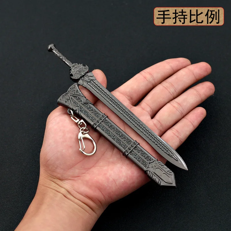 16cm Killing God Sword Ancient Chinese All-metal Melee Cold Weapon Model Home Decoration Crafts Ornament Collect Toy for Kid Boy