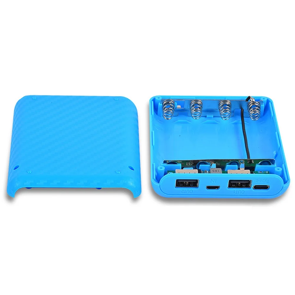 Power Bank Battery Box 4 Slots Charging Case with Dual USB Output and Mic Interface Input for Rechargeable Battery Applications