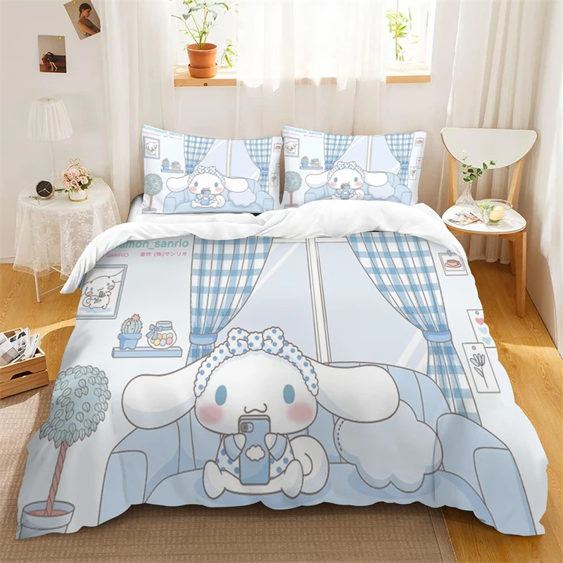 Duvet Cover Cinnamoroll Play Mobile Bedding Set Kids Room Decor Fashion Design Bedroom Room Decor Single Double Bed