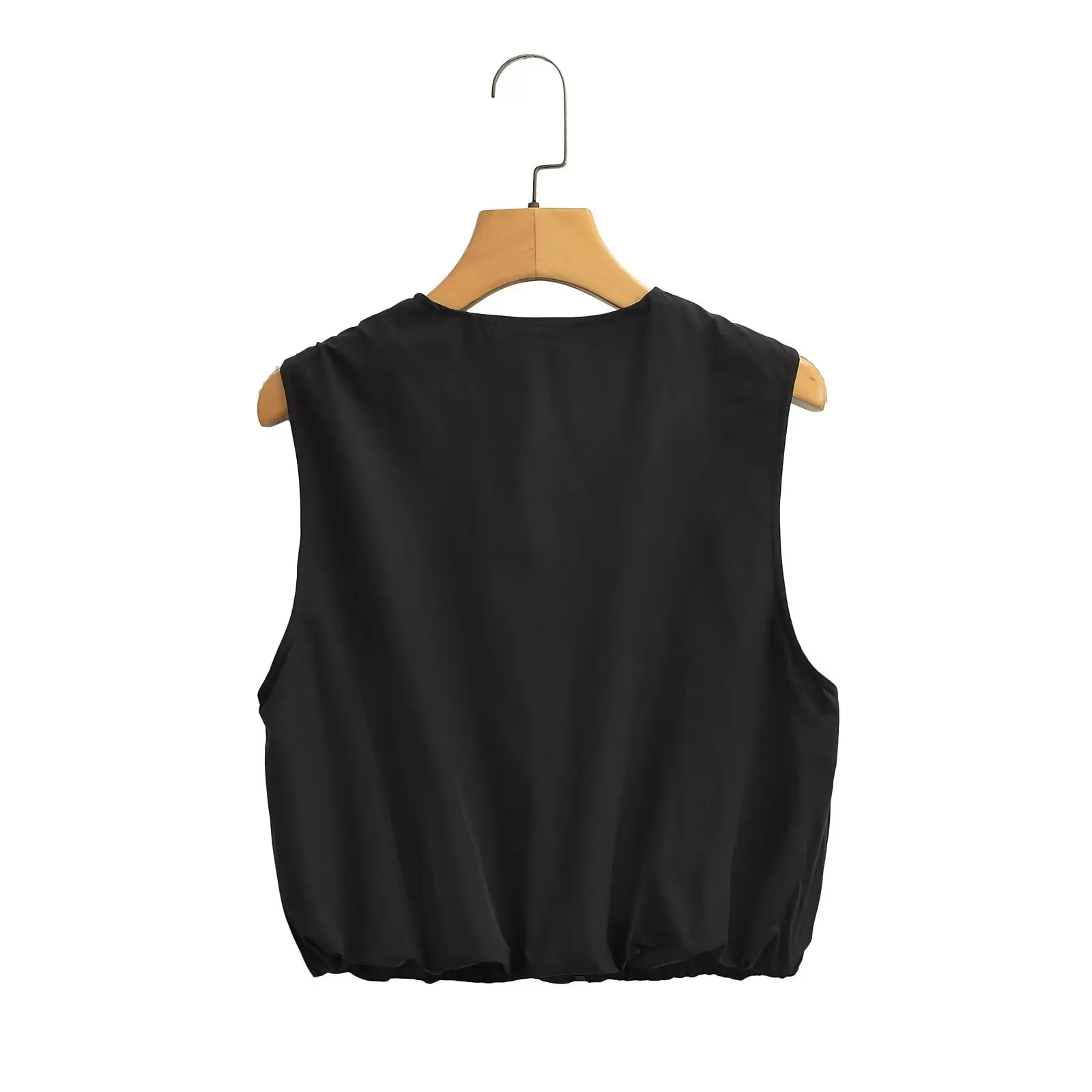 European and American 2024 summer new women's retro sleeveless casual fashion all-match balloon hem vest