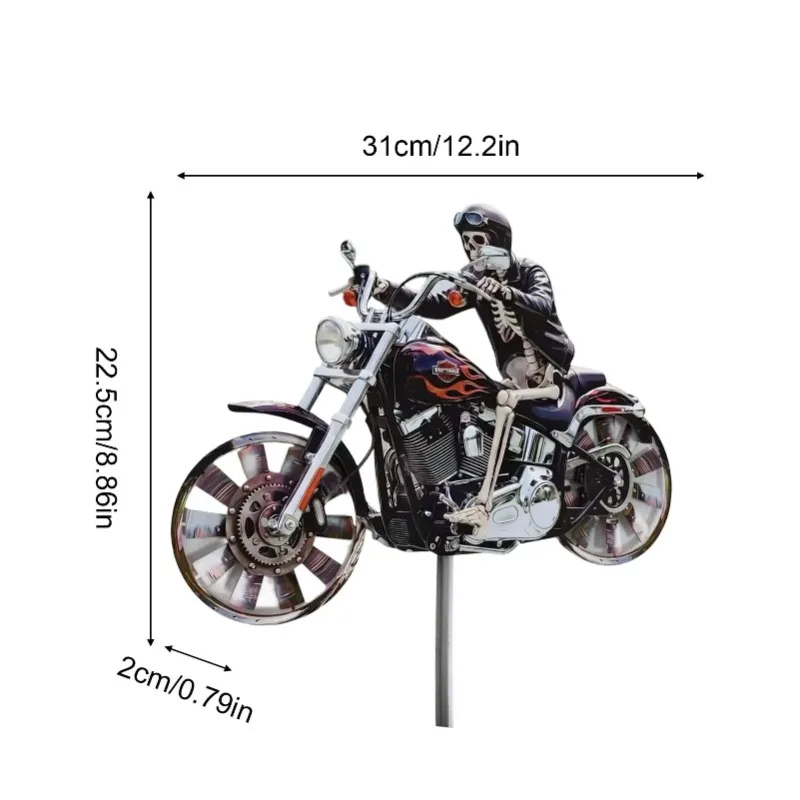 2D Motorcycle Wind Spinner Metal Decorative Pinwheel Windmill Yard for Outdoor Patio Lawn Garden Landscape Backyard Art Decor - view 6