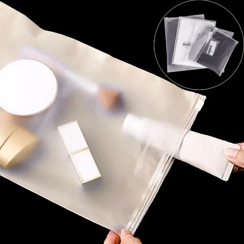 10pcs Travel Organizer Clothes Storage Bags Frosted Cosmetics Zipper Bags Plastic EVA Translucent Bag Waterproof Packaging Bag